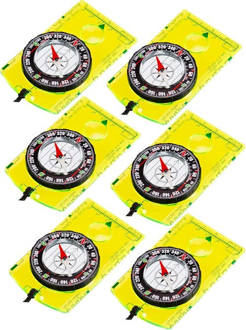 Gejoy Orienteering Compass Set - 6 Pieces with Declination, Magnifier & Ruler for Hiking, Camping & Navigation