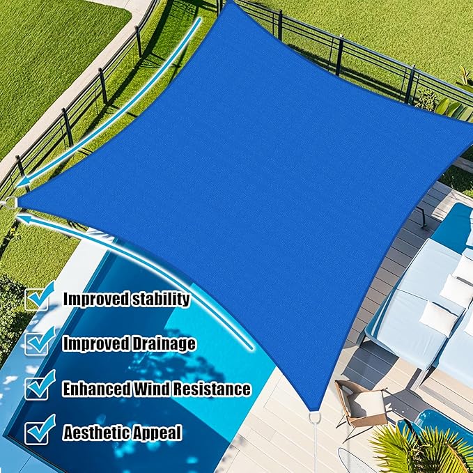 Amagenix Sun Shade Sail 4'X10' Curved Edge Outdoor Shade Canopy Blue Breathable 95% UV Block Shade Cloth for Patio Garden Backyard (We Make Custom Size)