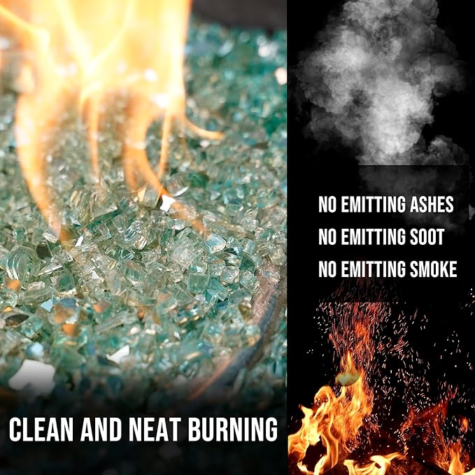 Skyflame 10-Pound Fire Glass for Fireplace Fire Pit and Landscaping, 1/4-Inch Light Green Reflective