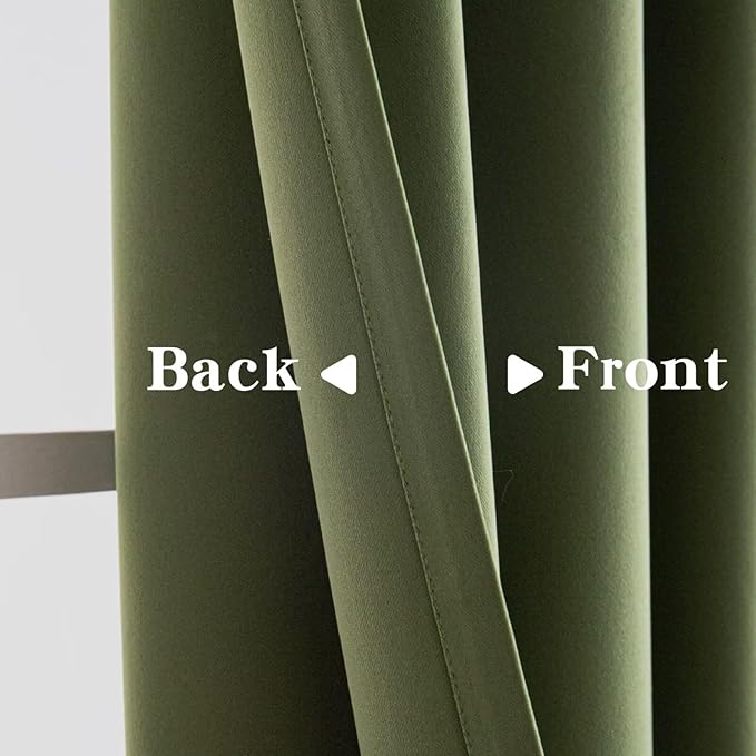 IGEMAEVE Olive Green Curtains 84 Inch Length 2 Panels Set, Light Filtering