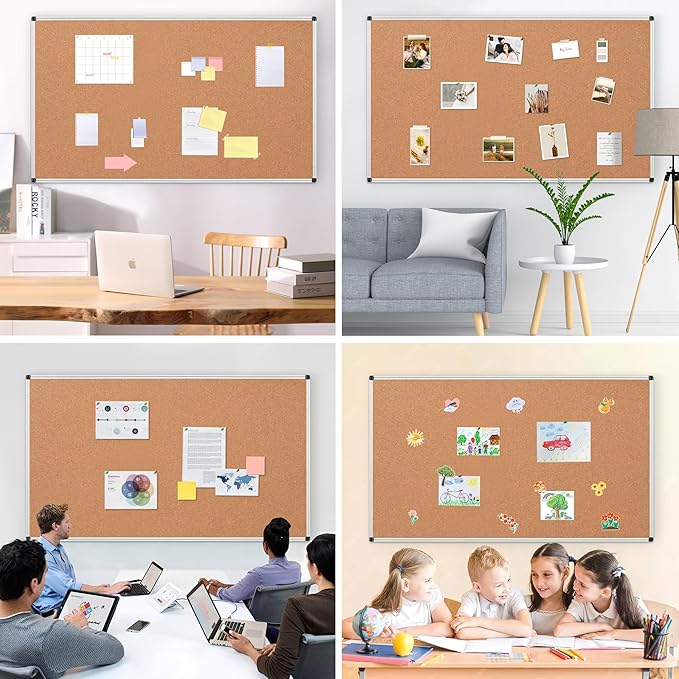 Extra Large Cork Bulletin Board 96" X 48", Wall Mounted Notice Pin Board