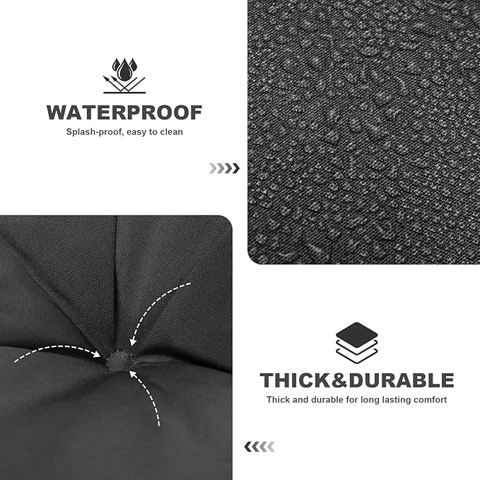 Porch Swing Cushions,Outdoor Cushions 3 Seater Replacement with Backrest, Waterproof Thickened Bench Cushion with Ties for Porch, Patio,Outdoor, Backyard and Garden (Black 47 * 40 in)