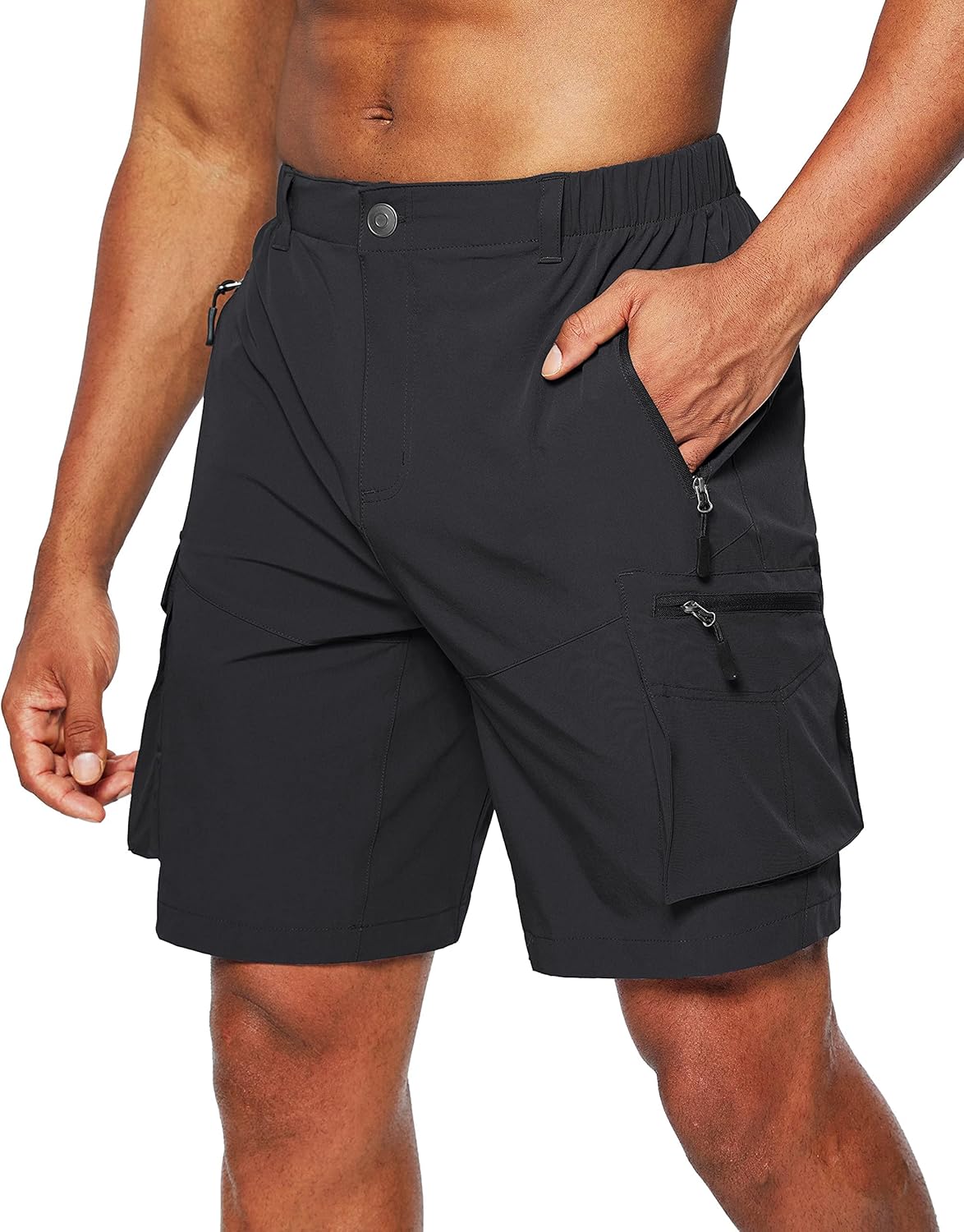 Pudolla Men's Hiking Cargo Shorts - Quick Dry Outdoor Travel Shorts with Multi-Pockets for Fishing & Camping