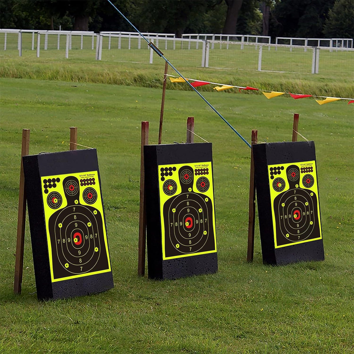 Skiennix Silhouette Splatter Targets - Bright Fluorescent Yellow for Easy Visibility | 12x18 Inch, 10/25/50/100 Pack