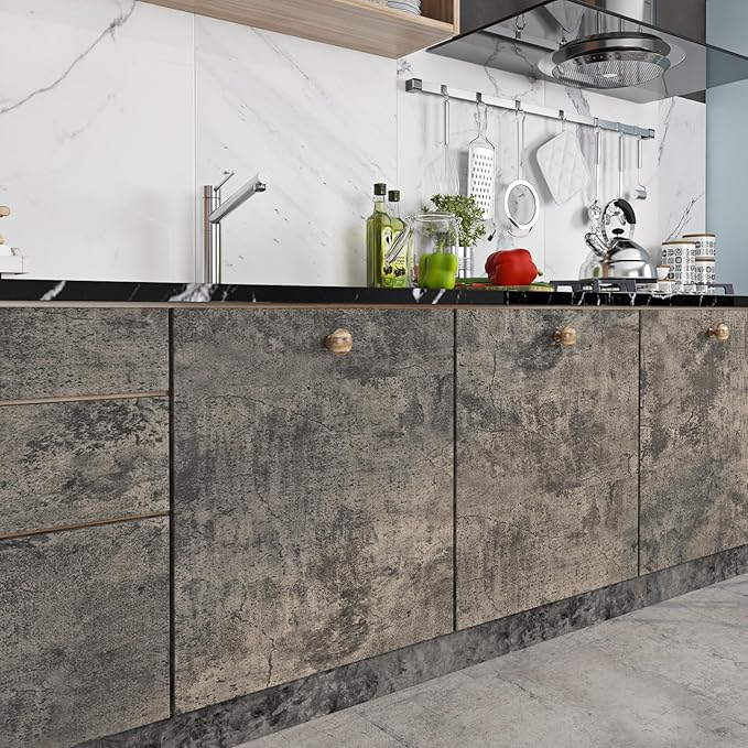 Livelynine 15.8x197 Concrete Limewash Peel and Stick Dorm Wallpaper Removable