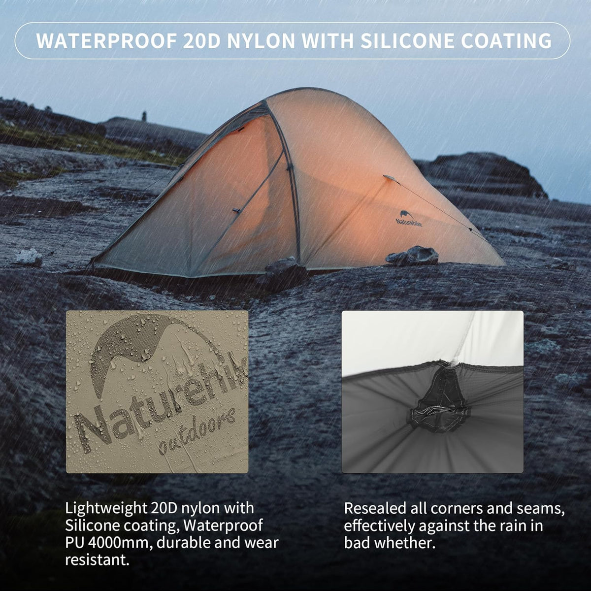 Naturehike Cloud-Up 1 Person Tent, Lightweight Backpacking Tents for One Man, Waterproof Ultralight One Person Tent for Camping Hiking Backpacking