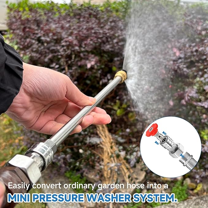 RIDGE WASHER Garden Hose to Pressure Washer Adapter, 3/4?€? GHT to 1/4?€?Stainless Steel Quick Connect, Convert Water Hoses to Power Washer Connector