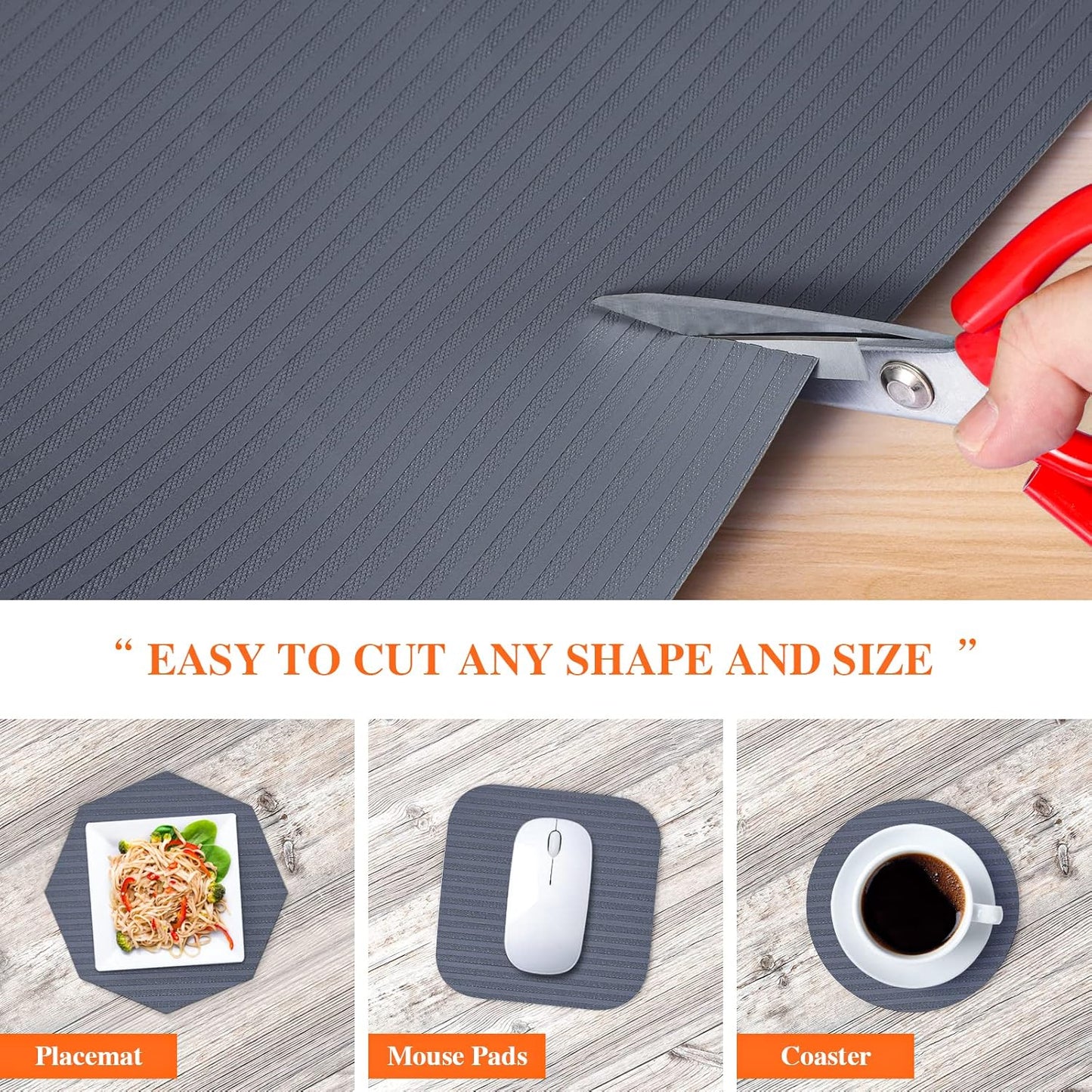 Shelf Liners for Kitchen Cabinets, Refrigerator Liners Non Adhesive 17.5 Inch x 20Ft, Non-Slip Kitchen Drawer Liners, Waterproof Durable Cabinet Liners for Shelves, Fridge, Pantry, Dark Gray
