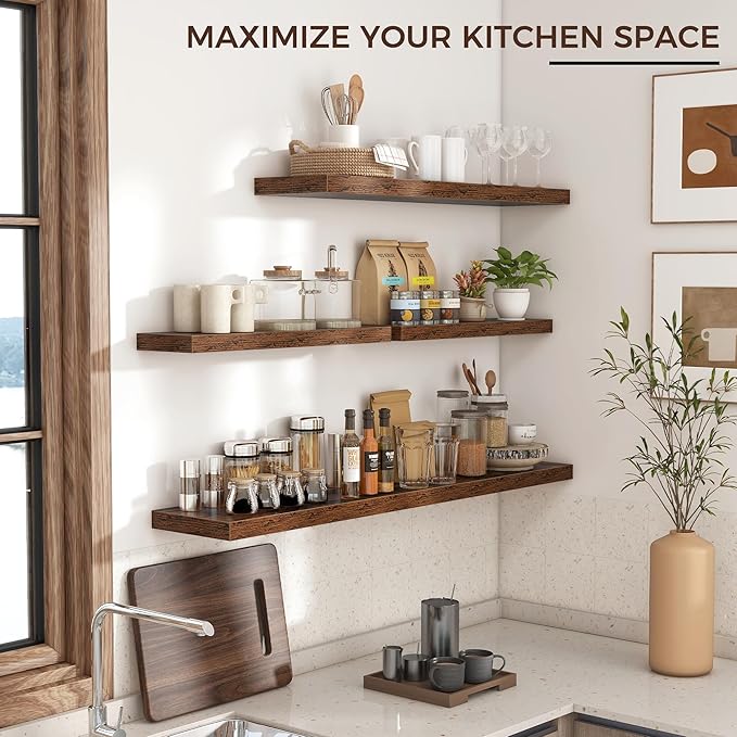 Floating Shelves for Wall 24 inch Long, Engineered Wood Wall Shelves