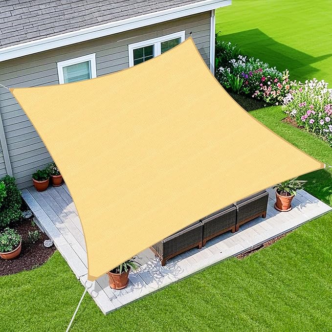 Amagenix Sun Shade Sail 6'X15' Curved Edge Outdoor Shade Canopy Sand Breathable 95% UV Block Shade Cloth for Patio Garden Backyard (We Make Custom Size)