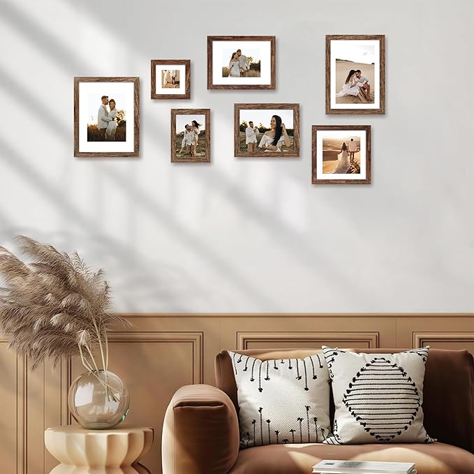 8.5x11 Picture Frame Set of 4, High Definition Real Glass Rustic Frame, Photo Frames 8.5 by 11 Diploma Document for Wall Hanging and Tabletop Display