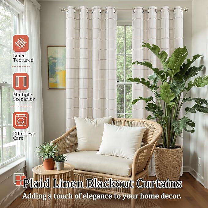 Lajode Linen Blackout Curtains for Living Room