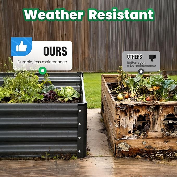 Quictent Raised Garden Bed Galvanized Raised Beds for Gardening Vegetables with Cover 8x4x1 ft Metal Planter Box Outdoor Use (Clear)