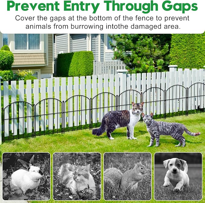 Decorative Garden Fence 17in (H) x50ft (L), Arched Rustproof Metal No Dig Fence for Dogs & Rabbit, Ornamental Animal Barrier for Flower Beds, Border Panels Fencing for Yard & Patio Outdoor Decor