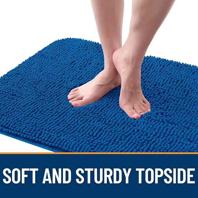 OLANLY Dog Door Mat for Muddy Paws 45x27, Absorbs Moisture and Dirt, Absorbent Non-Slip Washable Doormat, Quick Dry Chenille Mud Mat, Entry Indoor Entryway Carpet for Inside Floor, Deep Navy Blue