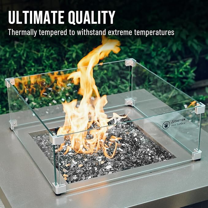 Skyflame 10-Pound Fire Glass for Fireplace Fire Pit and Landscaping, Onyx Black Reflective, 1/4-Inch