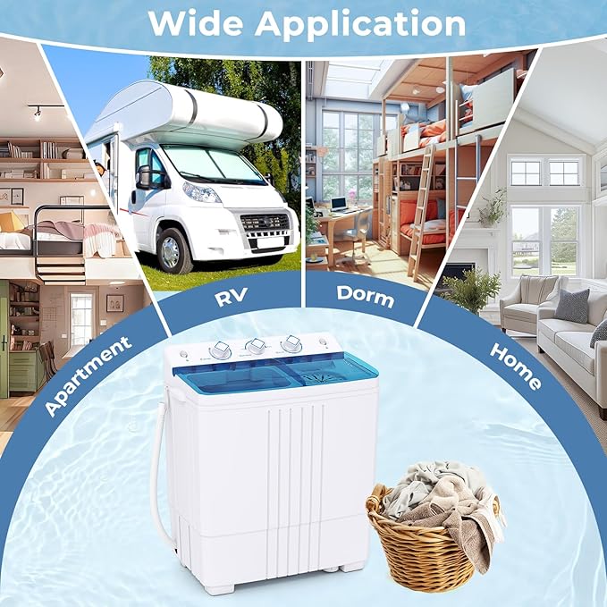 Giantex Washing Machine, 20Lbs Capacity, Washer and Spinner Combo, Portable Compact Twin Tub 12Lbs Washing and 8Lbs Spinning, Inlet and Drain Hose, Laundry Washer for Apartment RV Dorm