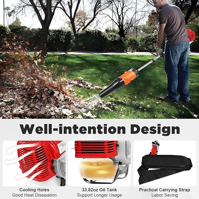 TFCFL Gas Handheld Sweeper,Outdoor Hand Held Broom, 52cc 2 Stroke Broom Walk Behind Sweeper Cleaning Driveway Tools,with Air Cooled Motor, High Performance Cleaning Sweeping Machine 2.3HP 1.7kw