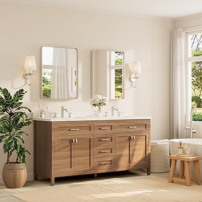 TETOTE Brushed Nickel Bathroom Mirror 24 x 30 Inch