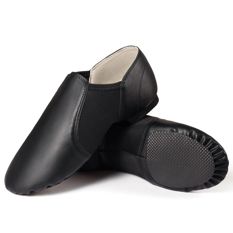 Dynadans PU Leather Jazz Shoe Slip On Dance Shoes with Arch Insert for Girls and Boys (Toddler/Little Kid/Big Kid)-Black-8.5M-Toddler