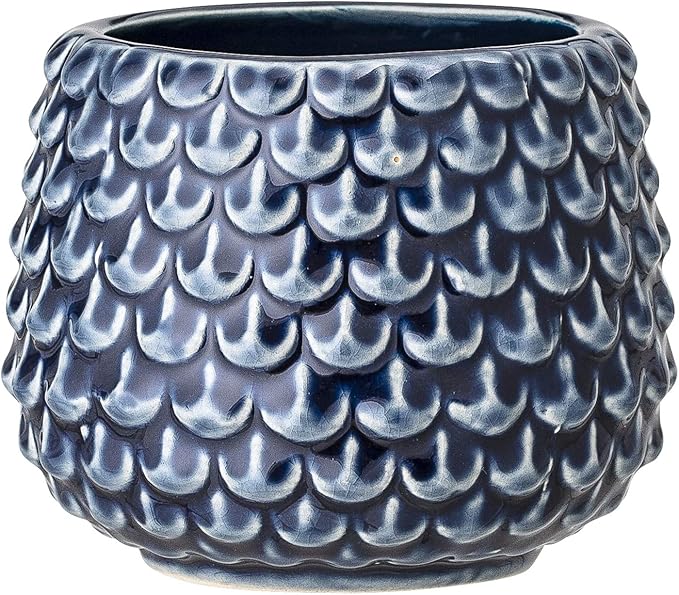 Bloomingville Stoneware Flower Pot Pinecone, Planter, 3,75'', Petrol