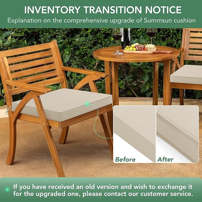 Outdoor Chair Cushions Set of 4: Waterproof & Fade Resistant Seat Cushion for Patio Furniture - 19 x 19 x 2 Inch Chair Pads with Ties and Hidden Zipper - Patio Chair Cushion Replacement, Beige