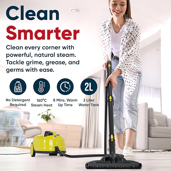 Heavy-Duty Steam Cleaner for Home & Car – High-Pressure Chemical-Free Deep Cleaning System, Portable Handheld Steamer with 27-Piece Kit for Tile, Grout, Floors, Ovens & Upholstery