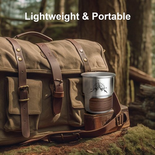 Jutasty Funny Stainless Steel Camping Coffee Cup for Camping Lover, Outdoor Camping Mug for Coffee Cold Beverages, Portable Camping Hiking Backpacking Travel Cup 9.5oz(280ml), Arctic Snow Mountain