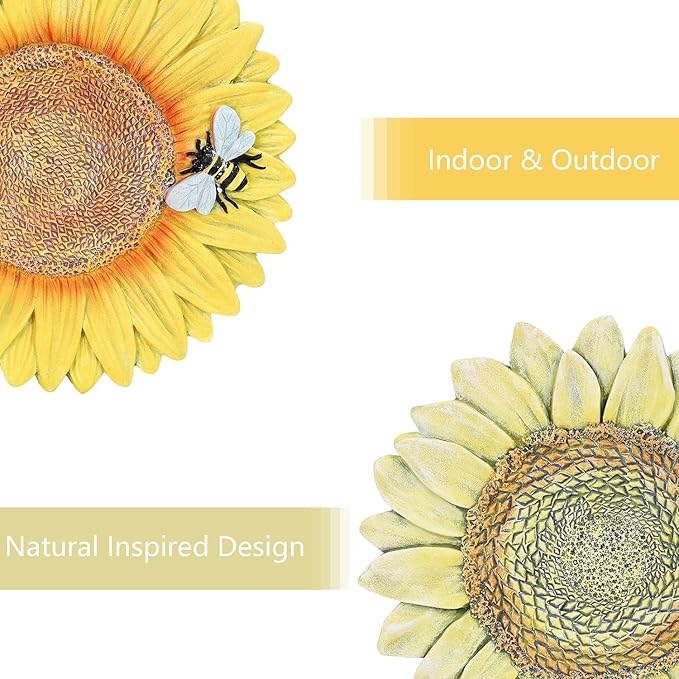 3 Pack Sunflower Cement Stepping Stone for Garden & Patio – 10 Inch Hand-Painted Outdoor/Indoor Decorative Paver, Durable & Weather-Resistant Yard Art, Vibrant Yellow Design