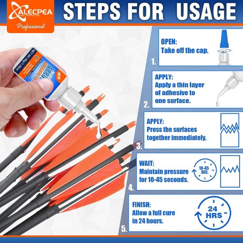 30g Instant Arrow Fletching Glue, Fast-Curing Clear Adhesive for Vanes, Feathers, and Inserts, Perfect for Aluminum, Carbon, and Wood Shafts, Ideal Archery Accessory
