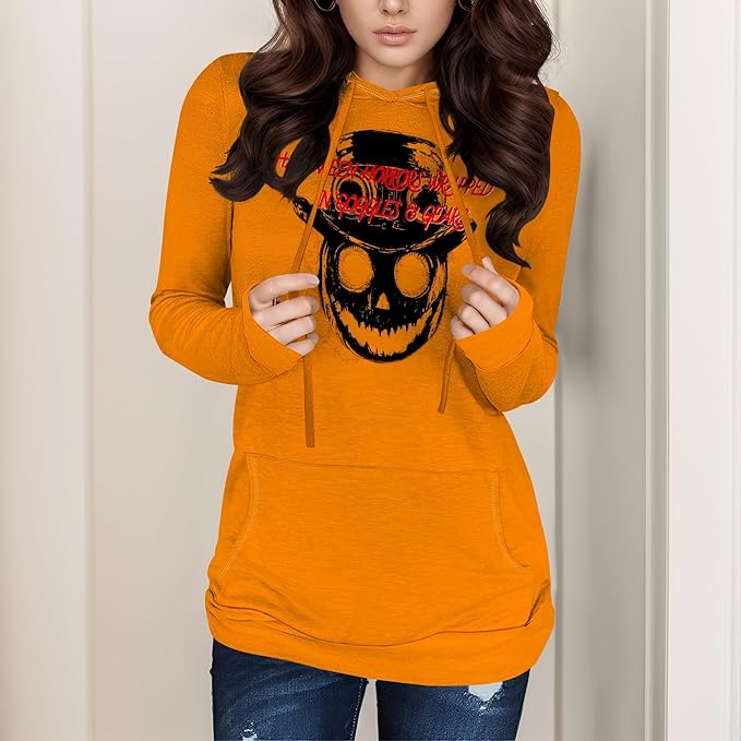 Halloween Sweatshirts For Women Long Sleeve Spooky Graphic Sweatshirts Pumpkin Pullover Halloween Party Club Wear
