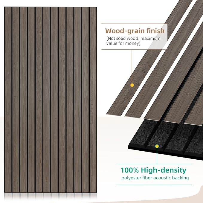 Wood Veneer Sound Panels, 10 Pack 47.2”x23.6” Wall Panels, Decorative Acoustic