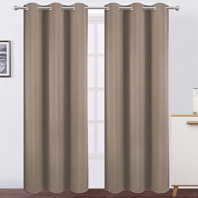 LEMOMO Cappuccino Thermal Blackout Curtains/38 x 84 Inch/Set of 2 Panels Room