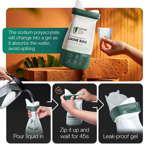 Leavaq Disposable Urine Bag 12PCS 800ML - Portable Urinal & Female Urinal for Travel, Leak-Proof Emergency Toilet Solution, Unisex Pee Bags for Men, Women, Camping, Traffic Jams, Kids - Compact