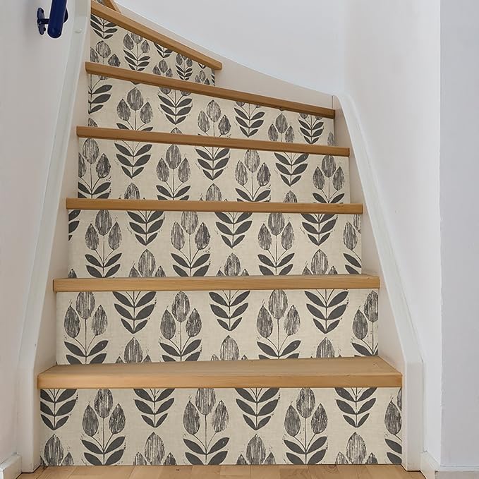 NuWallpaper Folk Tulip Peel and Stick Wallpaper, Textured Removable Wallpaper