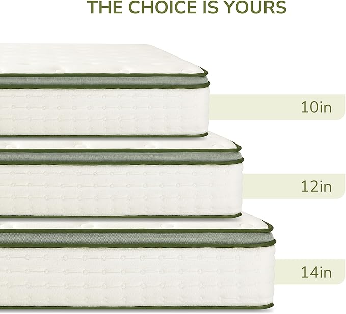 Queen Mattress, 14 Inch Queen Size Hybrid Mattress with Individually Pocket Innerspring for Cooling Motion Isolation & Silent Sleep, Pressure Relief, Edge Support,Medium Firm