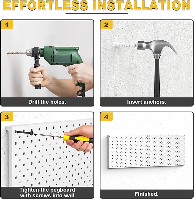 Ultrawall Metal Pegboard Panels, Pegboard Wall Organizer, Peg Boards