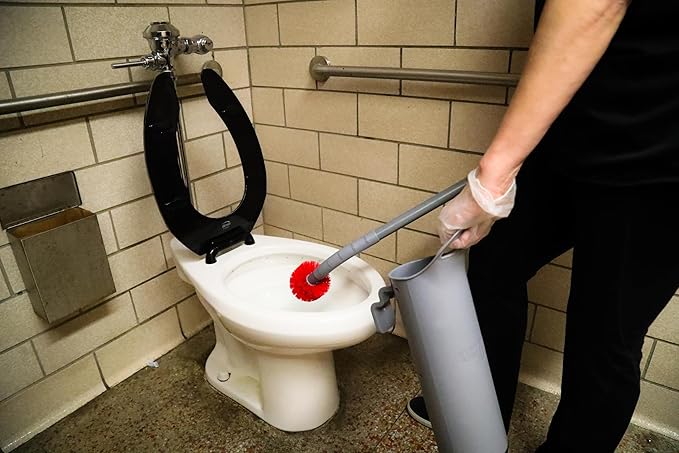 Unger Commercial Toilet Brush and Holder Set - Ergo Toilet Bowl Brush Set Plus Replacement Head - BBWHR