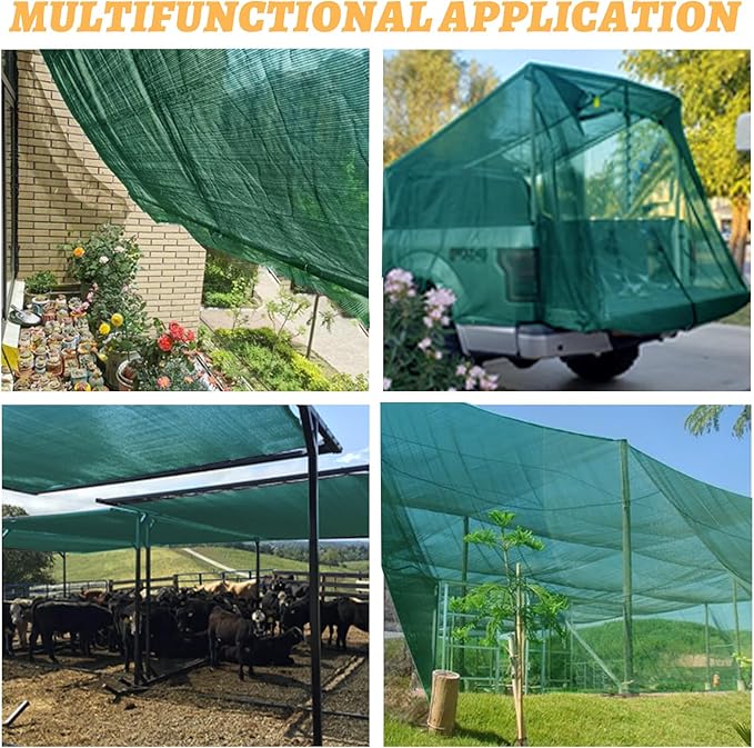 Cool Area 40% 10x20ft Sunblock Shade Cloth Cover Mesh UV Resistant Net for Garden Flower Plant Greenhouse, Dark Green