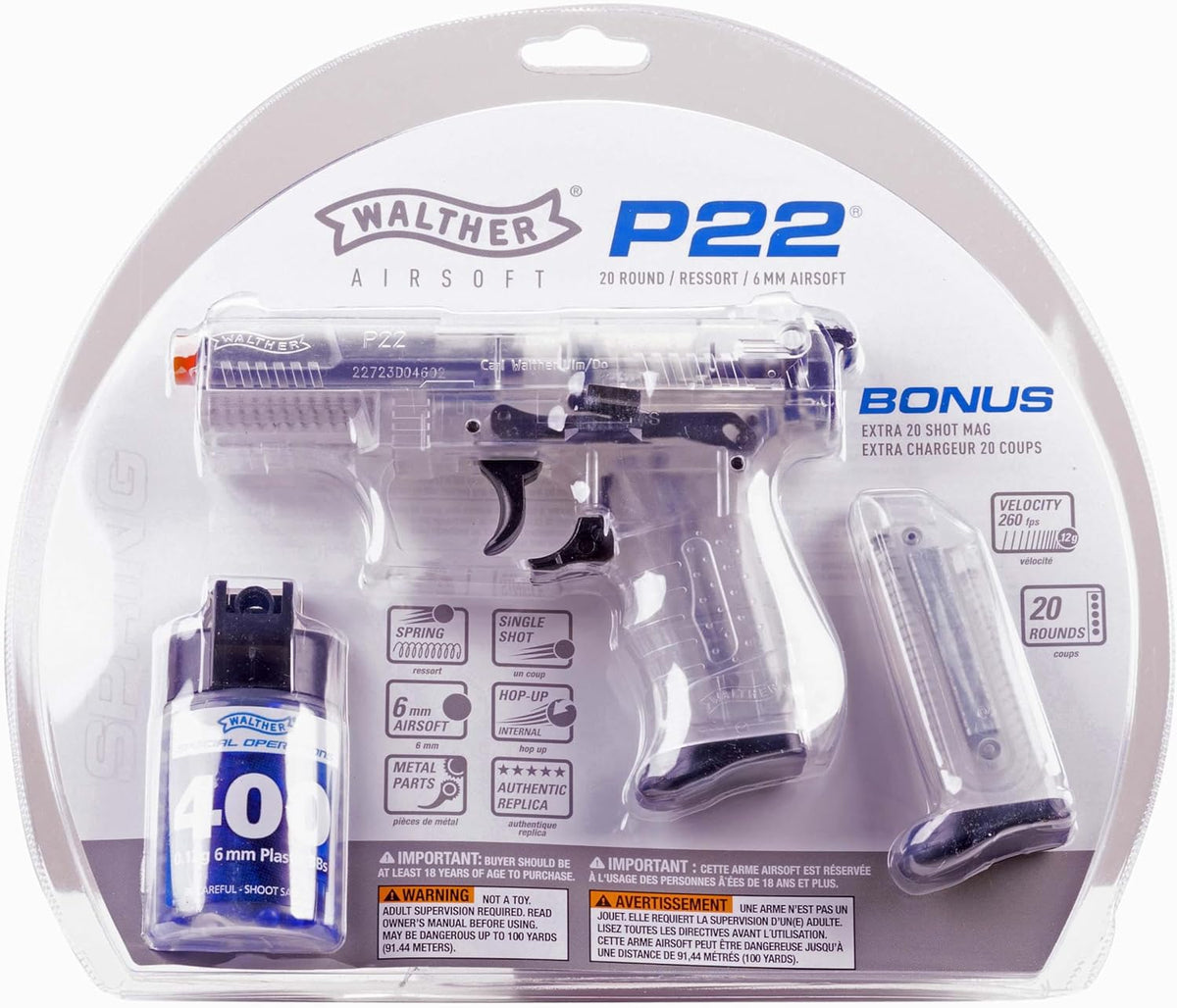 Walther P22 Airsoft Gun - 6mm BB Pistol with Realistic Design and Lightweight Build