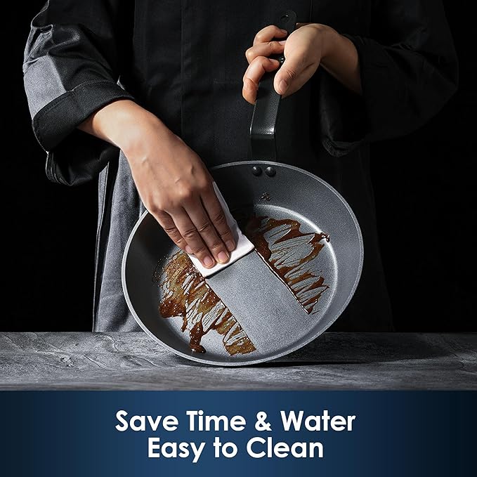 SENSARTE Nonstick Frying Pan Set 2-Piece, Oven Safe Skillets with Swiss Coating, Induction Compatible Chef Pan Set, Dishwasher Safe Cooking Pans, PFOA PFOS Free, 8 and 10 Inch