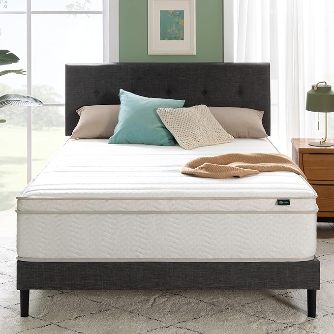 ZINUS 12 Inch Foam and Spring Hybrid Mattress [New Version], King, Fiberglass Free, Medium Firmness, Durable Support, Certified Safe Foams & Fabric, Mattress in A Box