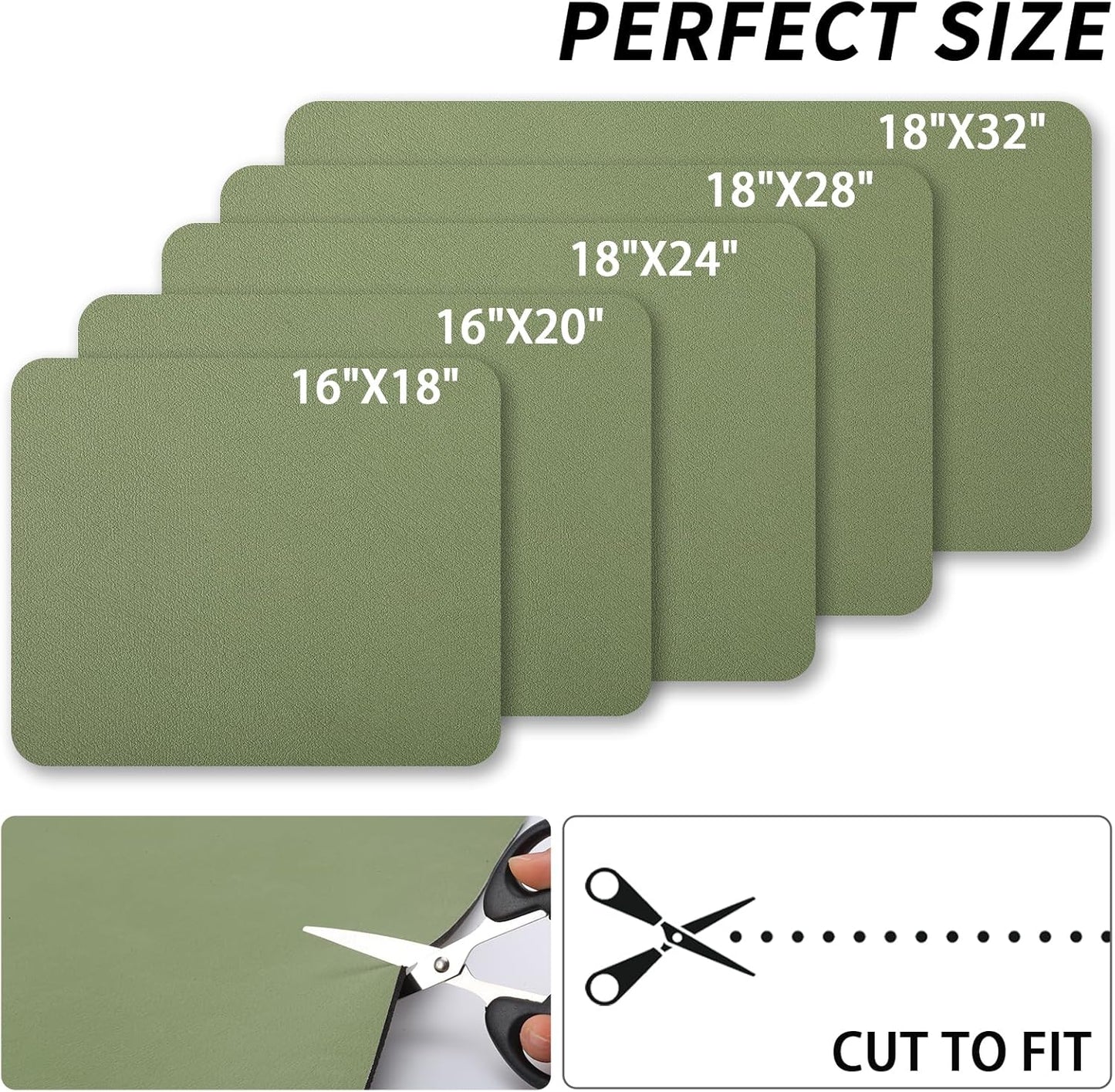 Dish Drying Mat for Kitchen Counter, Heat Resistant Drainer Mats with Non-slip Rubber Backed, Hide Stain Kitchen Super Absorbent Draining Mat, Easy to Clean Dish Rack Pad, Green 18"x32"