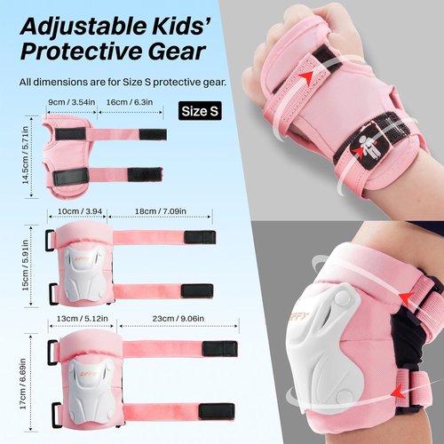 Jova ZIFFY Knee Pads Set - Adjustable Protective Gear for Kids | Includes Elbow Pads & Wrist Guard - 2 Sizes, 4 Colors