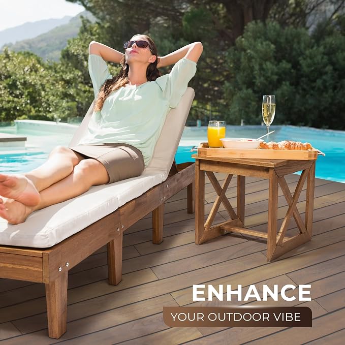 ARROWSTONE 100% Acacia Wood Small Table, Side Table for Indoor & Outdoor Space, Patio, Poolside, Garden, Living Room (X-braced Style)