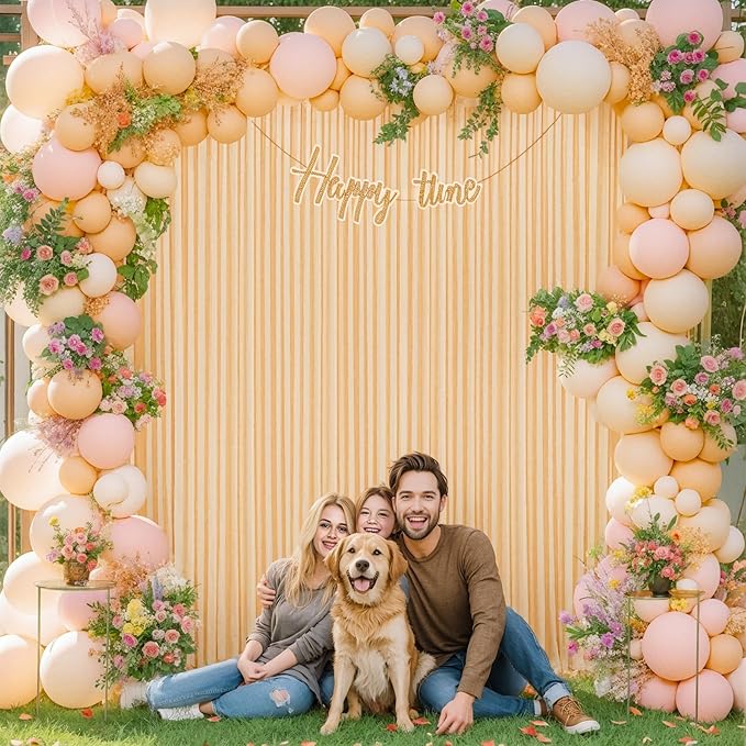 20x10 Dark Champagne Backdrop Curtain for Parties Wedding Baby Shower Wrinkle Free Photo Curtains Backdrop Drapes Fabric Decoration for Bridal Shower 5ft x 10ft,4 Panels