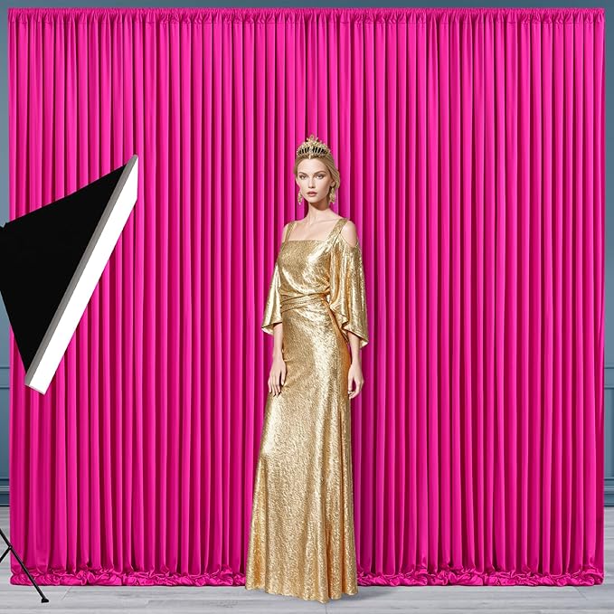 10x10 Fuchsia Backdrop Curtain for Parties Birthday Party Wrinkle Free Hot Pink Photo Curtains Backdrop Drapes Fabric Decoration for Wedding 5ft x 10ft,2 Panels