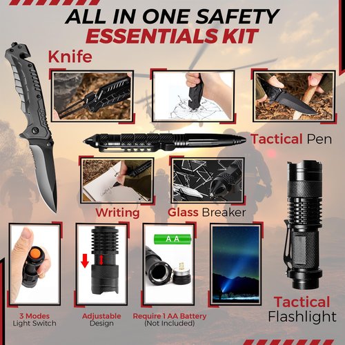 320-Piece Survival Kit | Emergency Gear for Camping, Hiking & Disaster Preparedness | Essential Roadside Emergency Kit | Molle Compatible Bug Out Bag | First Aid, Tactical Tools & Survival Essentials