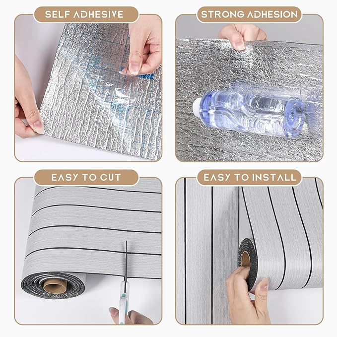 VEELIKE Light Grey Wood Slat Wall Panel Peel and Stick Wood Wall Panels