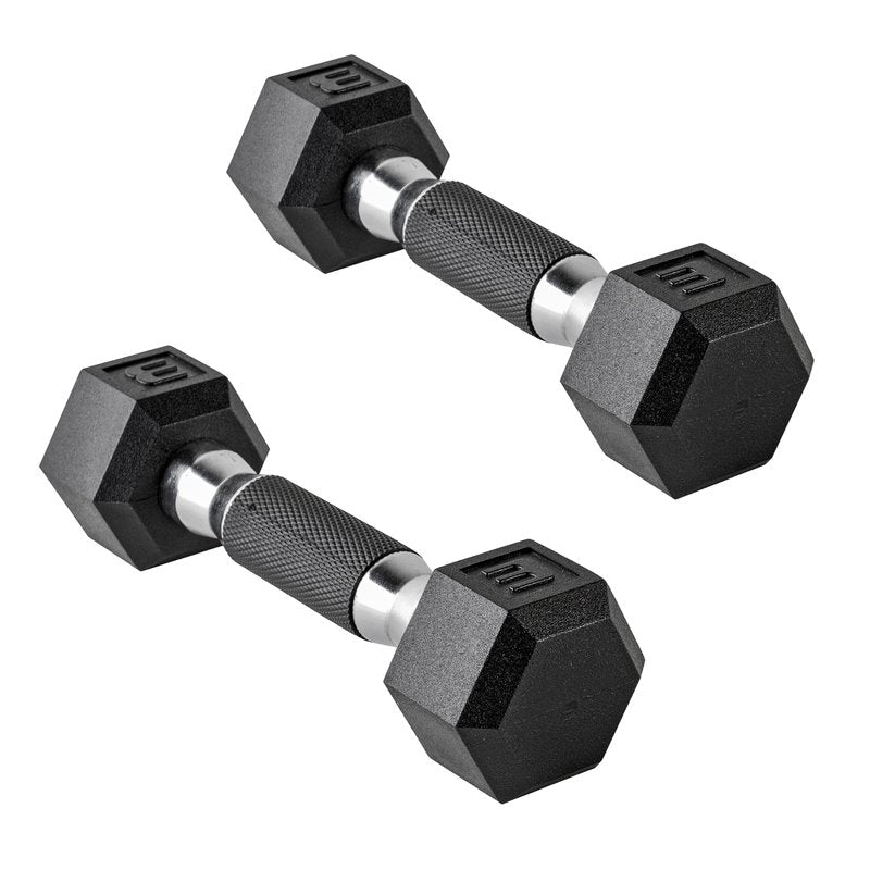 CAP 90 LB Rubber Coated Hex Dumbbell Weight, Rubber Free Weights for Home Gym Strength Training, Comfort Grip Handle, Pair